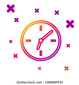 Color line Clock icon isolated on white background. Time symbol. Gradient random dynamic shapes. Vector Illustration