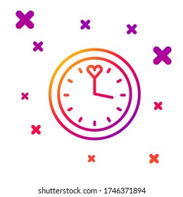 Farbzeilensymbol für die Uhr auf weißem Hintergrund isoliert. Zeitsymbol Gradient zufällige dynamische Formen. Vector