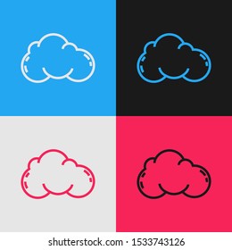 Color line Cloud icon isolated on color background. Vintage style drawing. Vector Illustration