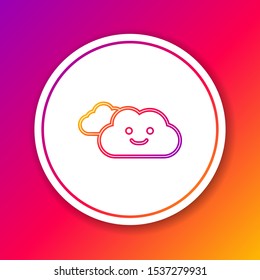Color line Cloud icon isolated on color background. Circle white button. Vector Illustration