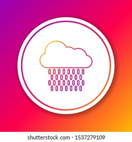 Color line Cloud with rain icon isolated on color background. Rain cloud precipitation with rain drops. Circle white button. Vector Illustration