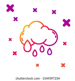 Color line Cloud with rain icon isolated on white background. Rain cloud precipitation with rain drops. Gradient random dynamic shapes. Vector Illustration