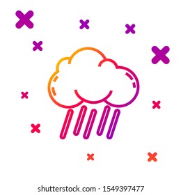 Color line Cloud with rain icon isolated on white background. Rain cloud precipitation with rain drops. Gradient random dynamic shapes. Vector Illustration