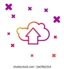 Icono de carga de nube de línea de color aislado en fondo blanco. Formas dinámicas aleatorias degradadas. Ilustración vectorial