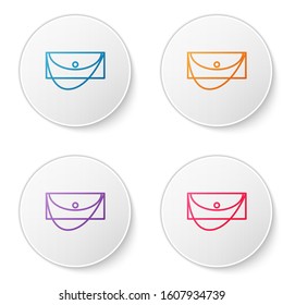 Color line Clutch bag icon isolated on white background. Women clutch purse. Set icons in circle buttons. Vector Illustration