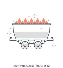 Color line, coal mining illustration, icon, background and graphics. The illustration is colorful, flat, vector, pixel perfect, suitable for web and print. It is linear stokes and fills.