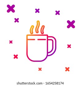 Color line Coffee cup icon isolated on white background. Tea cup. Hot drink coffee. Gradient random dynamic shapes. Vector Illustration