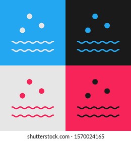 Color line Cold and waves icon isolated on color background. Vintage style drawing. Vector Illustration
