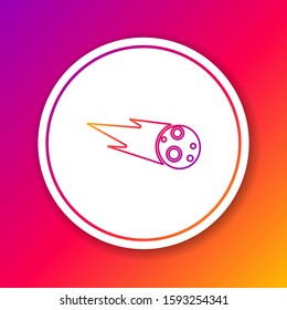 Color line Comet falling down fast icon isolated on color background. Circle white button. Vector Illustration