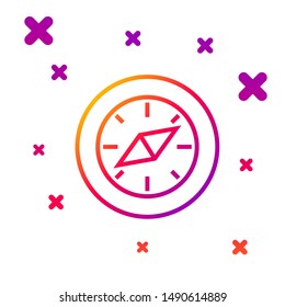 Color line Compass icon isolated on white background. Windrose navigation symbol. Wind rose sign. Gradient random dynamic shapes. Vector Illustration