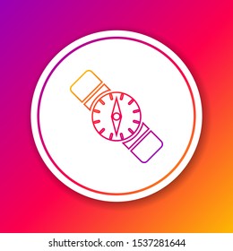 Color line Compass icon isolated on color background. Windrose navigation symbol. Wind rose sign. Circle white button. Vector Illustration