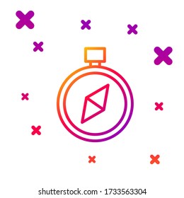 Color line Compass icon isolated on white background. Windrose navigation symbol. Wind rose sign. Gradient random dynamic shapes. Vector Illustration