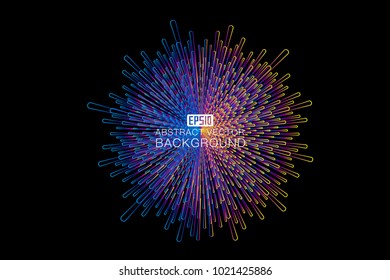 Color line composition of radial abstract pattern background