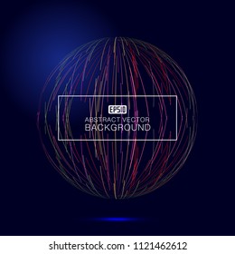Color line composition of three-dimensional sphere, abstract vector background