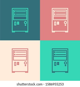 Color line Computer icon isolated on color background. PC component sign.  Vector Illustration