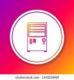Color line Computer icon isolated on color background. PC component sign. Circle white button. Vector Illustration