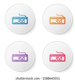 Color line Computer keyboard icon isolated on white background. PC component sign. Set icons in circle buttons. Vector Illustration