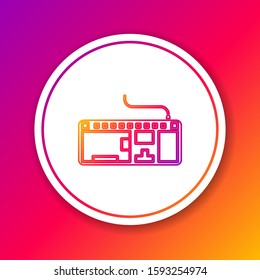 Color line Computer keyboard icon isolated on color background. PC component sign. Circle white button. Vector Illustration
