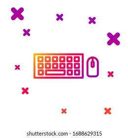 Color line Computer keyboard and mouse icon isolated on white background. PC component sign. Gradient random dynamic shapes. Vector Illustration