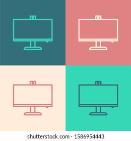 Color line Computer monitor icon isolated on color background. PC component sign.  Vector Illustration
