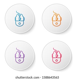 Color line Computer mouse gaming icon isolated on white background. Optical with wheel symbol. Set icons in circle buttons. Vector Illustration