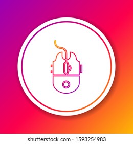 Color line Computer mouse gaming icon isolated on color background. Optical with wheel symbol. Circle white button. Vector Illustration