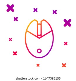 Línea de color Icono de juego del ratón del ordenador aislado en fondo blanco. Óptico con símbolo de rueda. Formas dinámicas aleatorias degradadas.  Ilustración vectorial