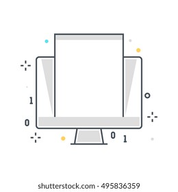 Color line, computer technology illustration, icon, background and graphics. The illustration is colorful, flat, vector, pixel perfect, suitable for web and print. It is linear stokes and fills.