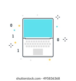 Color line, computer technology  illustration, icon, background and graphics. The illustration is colorful, flat, vector, pixel perfect, suitable for web and print. It is linear stokes and fills.