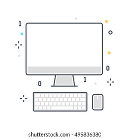 Color line, computer technology  illustration, icon, background and graphics. The illustration is colorful, flat, vector, pixel perfect, suitable for web and print. It is linear stokes and fills.