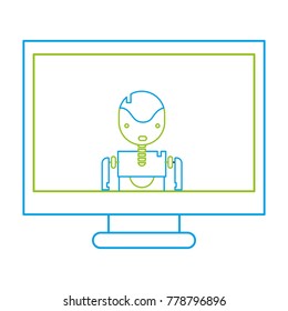 color line computer technology with screen and robbot design