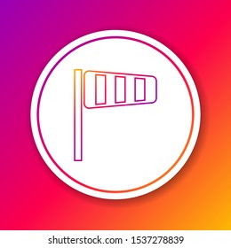 Color line Cone meteorology windsock wind vane icon isolated on color background. Windsock indicate the direction and strength of the wind. Circle white button. Vector Illustration