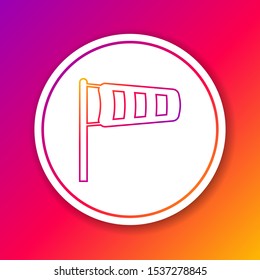 Color line Cone meteorology windsock wind vane icon isolated on color background. Windsock indicate the direction and strength of the wind. Circle white button. Vector Illustration