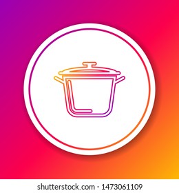 Color line Cooking pot icon isolated on color background. Boil or stew food symbol. Circle white button. Vector Illustration