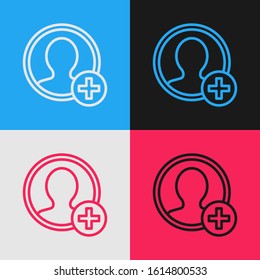 Color line Create account screen icon isolated on color background. Vintage style drawing. Vector Illustration