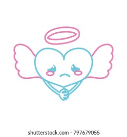 color line crying heart angel kawaii with arms