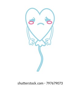 color line crying heart balloon kawaii with arms