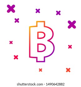 Color line Cryptocurrency coin Bitcoin icon isolated on white background. Physical bit coin. Blockchain based secure crypto currency. Gradient random dynamic shapes. Vector Illustration