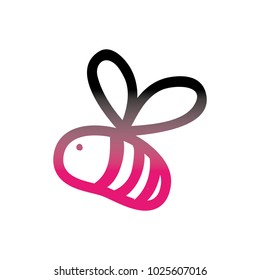 color line cute bee insect animal flying