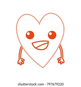 color line cute happy heart kawaii with arms