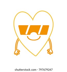 color line cute smile heart kawaii with arms and sunglasses