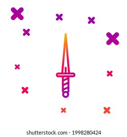 Color line Dagger icon isolated on white background. Knife icon. Sword with sharp blade. Gradient random dynamic shapes. Vector Illustration