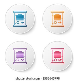 Color line Decree, paper, parchment, scroll icon icon isolated on white background. Set icons in circle buttons. Vector Illustration