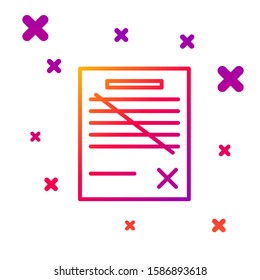 Color line Delete file document icon isolated on white background. Rejected document icon. Cross on paper. Gradient random dynamic shapes. Vector Illustration