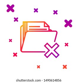 Color line Delete folder icon isolated on white background. Folder with recycle bin. Delete or error folder. Close computer information folder. Gradient random dynamic shapes. Vector Illustration