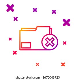 Color line Delete folder icon isolated on white background. Delete or error folder. Close computer information folder. Gradient random dynamic shapes. Vector Illustration