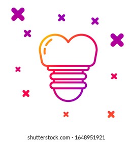 Color line Dental implant icon isolated on white background. Gradient random dynamic shapes. Vector Illustration