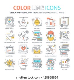 Color line, design concept illustrations, icons, backgrounds and graphics. The illustration is colorful, flat, vector, pixel perfect, suitable for web and print. It is linear stokes and fills.