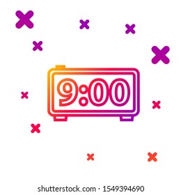 Color line Digital alarm clock icon isolated on white background. Electronic watch alarm clock. Time icon. Gradient random dynamic shapes. Vector Illustration