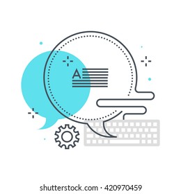 Color line, direct message concept illustration, icon, background and graphics. The illustration is colorful, flat, vector, pixel perfect, suitable for web and print. It is linear stokes and fills.
